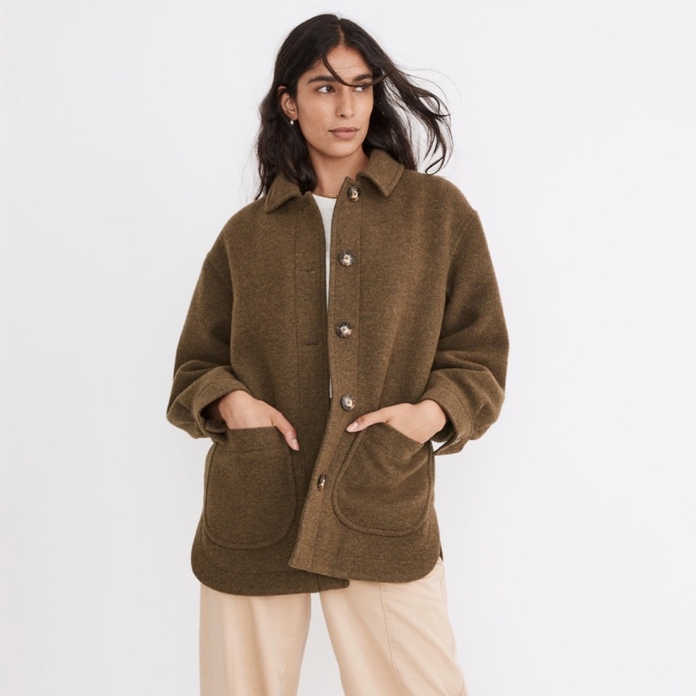 Nwt Madewell Belrose Wool Shirt Jacket in Heather Olive XXS